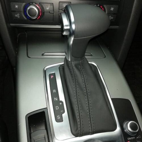 Automatic Gear Shift Knob Shifter complete Black Leather Gaiter Boot Cover Collar For Audi A4 A5 A6 C6 Q5 Q7 B8 Carbon fiber