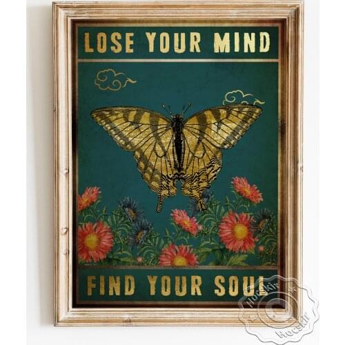 Butterfly Vintage Art Prints Poster, Daily Meditation Quotes Wall Art Canvas Painting, Spiritual Meditation Practices Home Decor