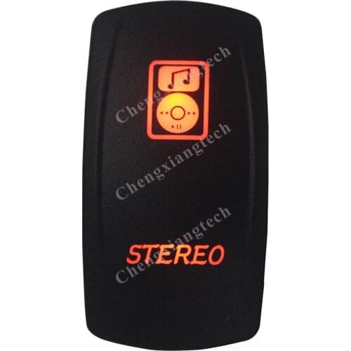 Marine Grade Waterproof IP66 STEREO Rocker Switch AMBER Led lamp 5 Pin ON/OFF SPST DC12V 24V
