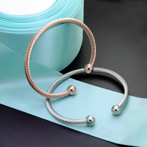 YUN RUO Fashion Brand Jewelry Rose Gold Color Steel Ball Bangle Woman Man Lover Cuff 316L Stainless Steel Not Fade Top Quality