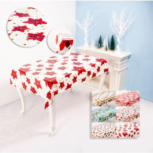 1PC 180*110cm PVC Disposable Tablecloth Christmas Printed Santa Wedding Birthday DIY Party Table Cover Rectangle Desk Cloth
