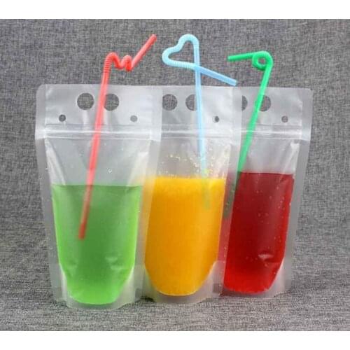 1000PCS Clear Drink Pouches Bags frosted Stand-up Plastic Drinking Bag SN218
