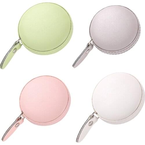 150cm Retractable Tape Measure with Round Faux Leather Case Pocket Size Soft Portable Dual Sided Ruler Measurement Tool for Body