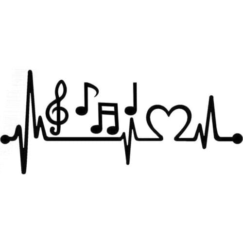 21.5cm*8.3cm Music Notes Heartbeat Car-Styling Vinyl Car Sticker Black/Silver N1443