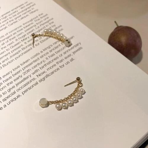 4-5mm Pearl Drop-Earrings,Handmade women Earrings with Natural Fresh-water Pearl,Sweet chain Design for wedding decor,gift favor