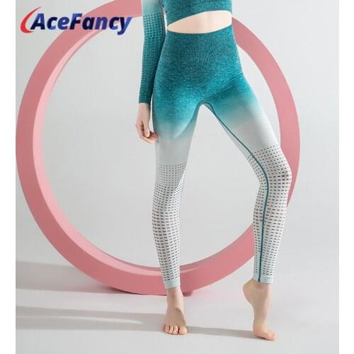 Acefancy Seamless Leggings Anti Cellulite Push Up Stretchy Fitness Leggings Women Yoga Pants High Waist Yoga Leggings T6090