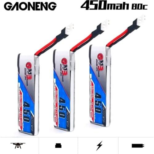 3Pcs/Set Gaoneng GNB 1S 3.7V 450mAh RC LiPo Battery 80C MAX 160C For RC Quadrotor Airplane FPV Racing Drone Parts