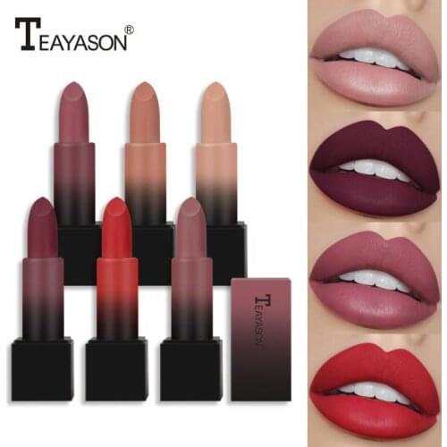 TEAYASON Velvet Matte Lipstick Long-lasting Moisturizing Waterproof Lip Gloss Easy To Color Lip Stick Red Sexy Lip Makeup TSLM2