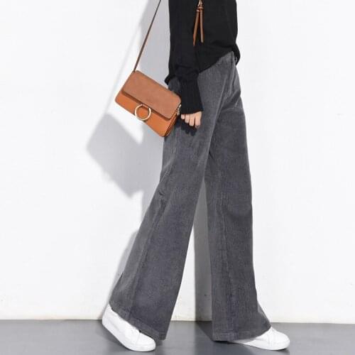 New Arrival Women Corduroy Pants Autumn and Winter style Casual chic High Waist Thicken Wide Leg chic Cotton Trouser