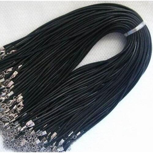 Black high quality 45CM Braided Rope Necklaces Lobster clasp Rope Chain 20PCS/lot Lobster Clasp String