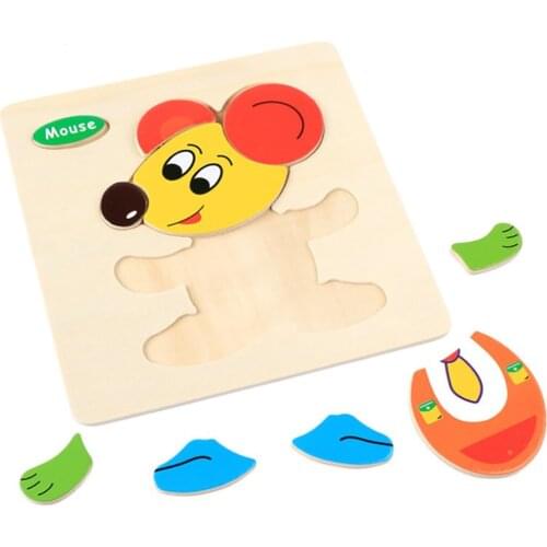 Wooden Animal Puzzle Children Educational Developmental Toys Baby Kids Training Toy Wooden Toy Assembling Jigsaw For Children
