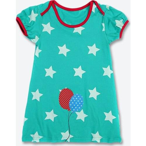 Star Print Applique Girls Dress Summer Baby Kids Dresses Cute Balloon Patches Cotton Childrens Clothes 2-6 years