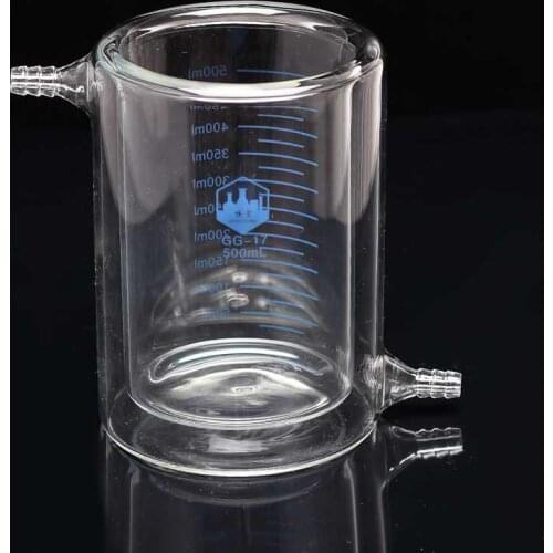 Double Layer Beaker 500ml Jacketed Glass Beaker Photocatalytic Reactor High Borosilicate GlassGlasatory Glass Thickened