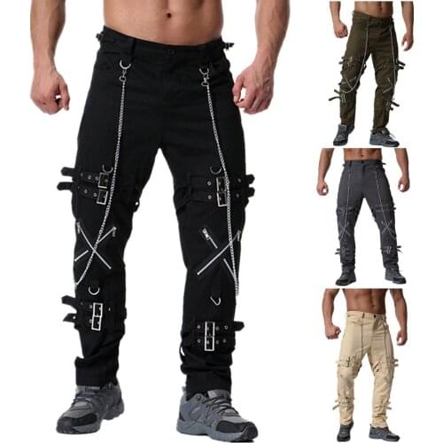 K011European and American Four Seasons Trend Men Clothing Youth Men Pants zipper decoration large size leisure Male Trousers