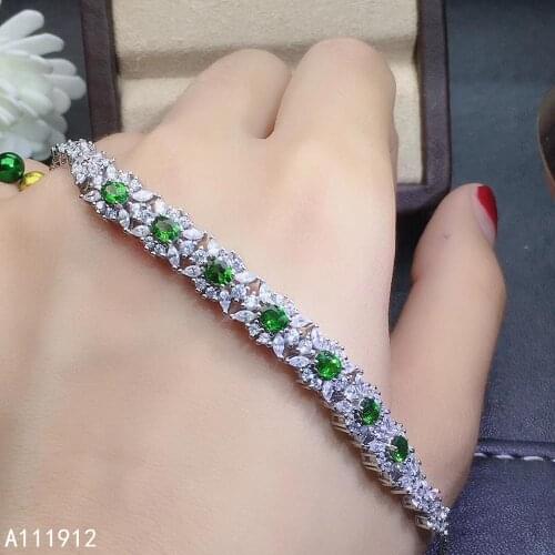 KJJEAXCMY fine jewelry natural Diopside 925 sterling silver new women hand bracelet support test lovely