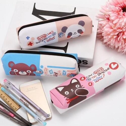 Leather Pencil Case Pencil Pouch Stationer Etui Pennen Kawaii Pen Bag Trousse Stylo School Supplies Stationery For Boys Girls