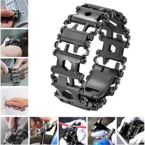 Multifunction Tool Bracelet Tread Bracelet Stainless Steel Bolt Driver Tools Kit Friendly Wearable Bike Multitool Outdoor Tool