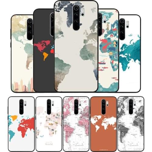 World map Soft Silicone black Phone Case For Redmi 4A 4X 5PLUS 5A NOTE 9S 9 8T 8 7 6 5 4 PRO