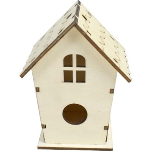 Natural Wooden Bird House Nest Creative DIY Handmade Crafts Decorative Simulated Box for Bluebird Finch Wren Chickadee Bird Hous