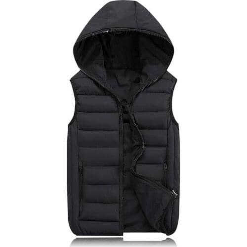 2020 New Winter Jacket Men Hoodied Vest Men Zipper Mens Jacket Sleeveless Casual Winter Waistcoat Men
