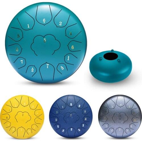 New 12 Inch Mini Drum 13 Tones Steel Tongue Drum Kit Tune C Empty Spirit Drum Percussion Hand Pan Drum Musical Instruments
