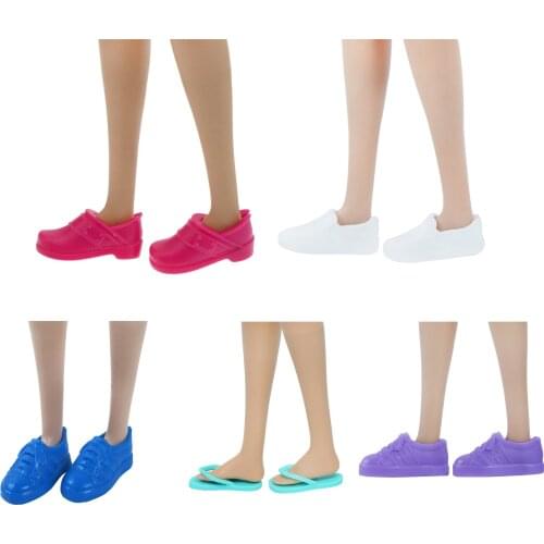High Quality Doll Shoes 5 Pcs/Set Flat Shoes Casual Daily Sport Wear Blue Purple Wear Accessories for Barbie Doll Kids Toys