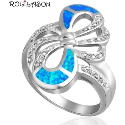 Wholesale & Retail Party Flower design Blue Fire Opal silver plated Ring USA Sz #7 #8 Fashion Jewelry OR322