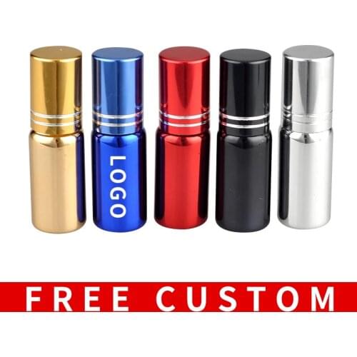 Wholesale 5ML Mini Colored GlassRoll Bottle Essential Oil Perfume Bottle With Oil Sample Container Free Custom Print Logo