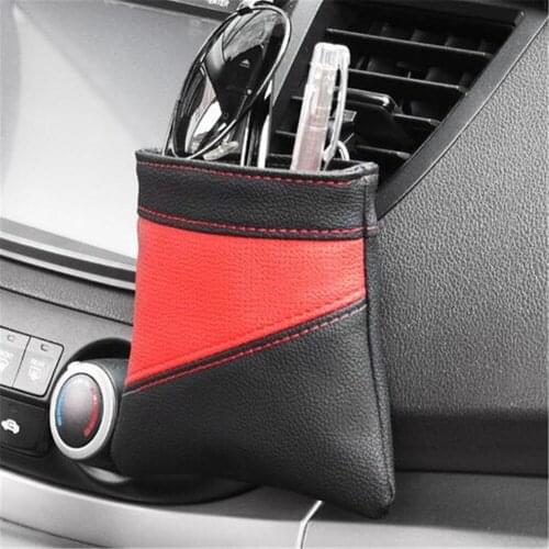 PU Leather Car Air Vent Phone Holder Storage Bag Car Organizer Air Outlet Hanging Storage Organizer Car Key Pocket Phone Pouch