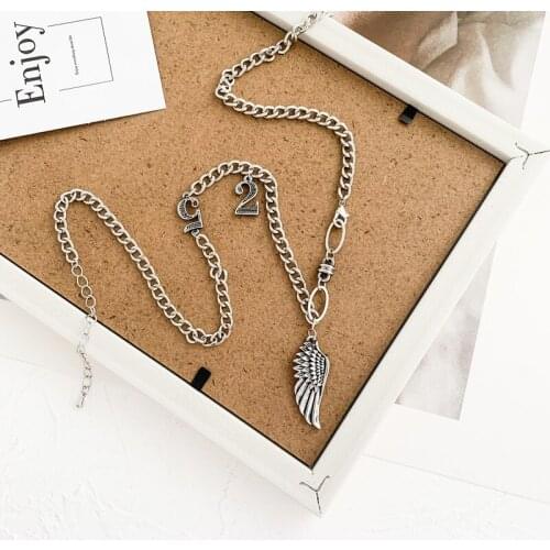 Origin Summer Street Style Asymmetric Long Letter Wings Pendant Necklace for Women Fashion Number 520 Necklace Jewelry Wholesale
