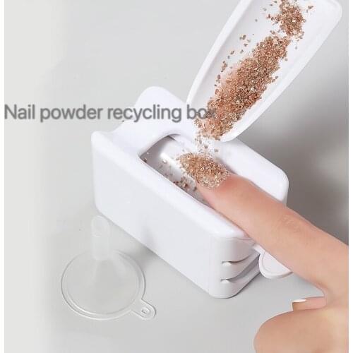Manicure Powder Recycling Storage Box Portable Infiltration Powder Container White Double Layer French Powder Box Nail Tool