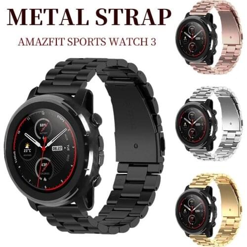22MM Stainless Steel Wrist Strap For Xiaomi Huami Amazfit Stratos 3/2/2s Smart Bracelets Metal Watchband For Amazfit GTR 47MM