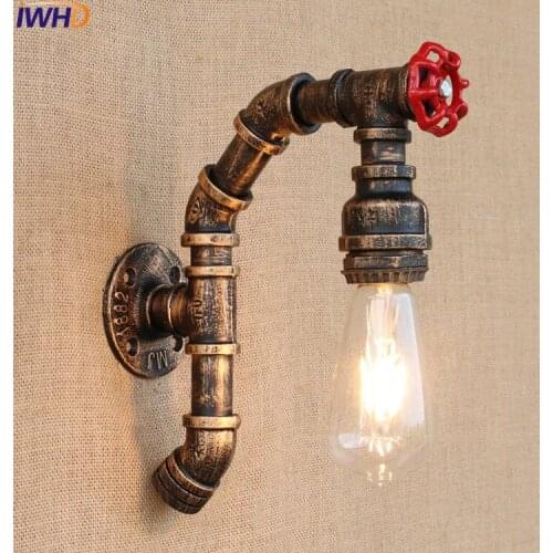 Retro Industrial Vintage Wall Light Loft Water Pipe Iron Wall Lamp With Switch 110V-220V/240V For Dining room Indoor Lighting