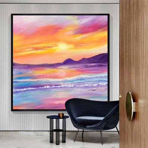 Hand Painted Colorful Sunset Landscape Oil Painting On Canvas Wall Art Picture Decoration For Living Room Home Decor No Frame