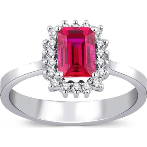 Symbol Gold 1.67 Carat Diamond Ruby Ring Baguette Chic Jewelry LoverRings Engagement Anniversary Wedding For Women