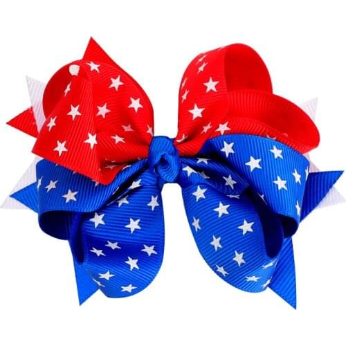 Star Flag Girls hair bows Baby Grosgrain Ribbon Bows Clips Hairpin Boutique Hair Clip For Kids Girls Boutique Solid Clips 3.5IN