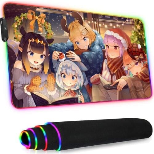 Led Mousepad Rgb Anime Genshin Impact Pc Gamer Girl Kawaii Gaming Accessories Santoro Gorjuss Longteng Rubber Base Helltaker