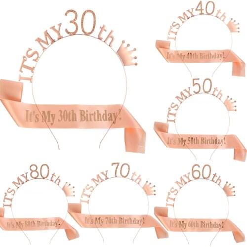 Happy 30th 40th 50th 60th Birthday Decoration Gift for Women Its My Birthday Tiara Crown Headband Birthday Queen Party Supplies