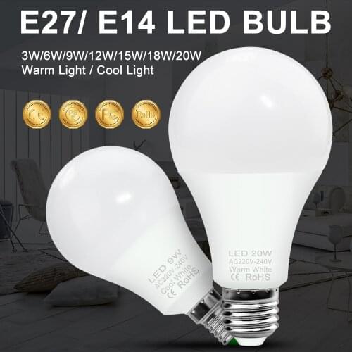 Spotlight LED Bulb E27 Smart IC Lamp Bulbs E14 High Brightness Focos Light 3W 6W 9W 12W 15W 18W 20W Home Energy Saving Lamp 220V