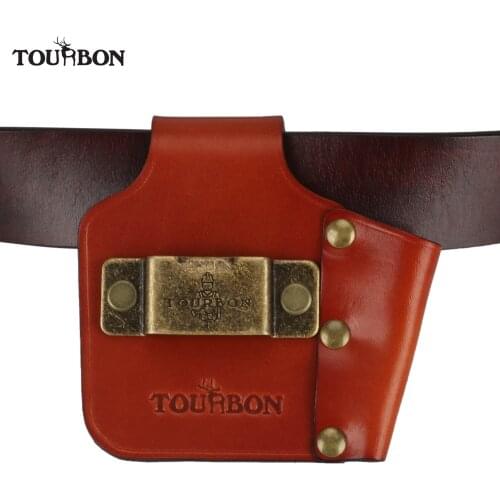 Tourbon Hunting Genuine Leather Measuring Tape Holder Hitch Tools Carrier Screwdriver Sheath for Belt Holster