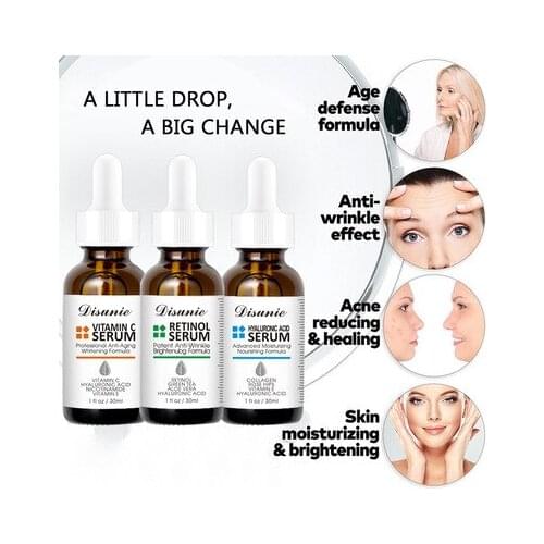 30ml Vitamin C Hyaluronic Acid Face Serum Wonder Liquid Skin Serum Essence Anti Aging Fade Dark Spot Wrinkle Moisturizing