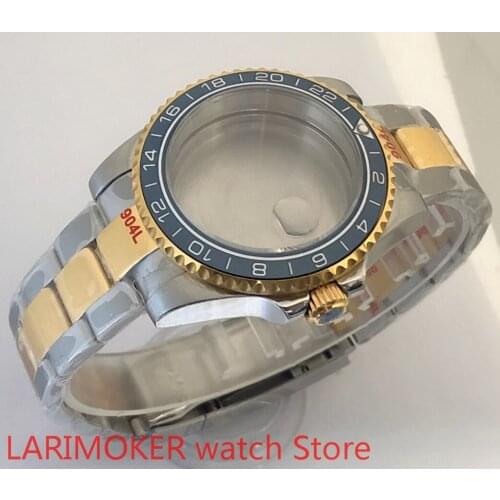 Sealed back 40mm sapphire glass with 904L stainless steel gold bracelet with ETA NH36 MH35 case Drak blue bezel