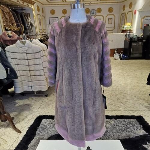 WINTER PALACE 2020 Playful pattern mlnk coat Round neck mlnk coats women real fur mlnk fur coat Imported velvet level FR007-Z