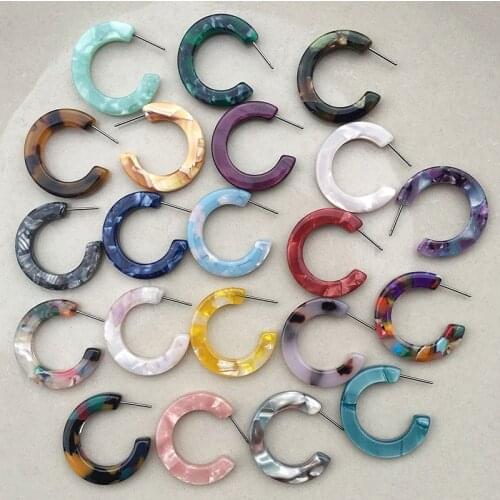 UJBOX 21 Colors Acetate Earrings For Women Green Wedding Prom Acetic Acid Hoop Earrings Jewelry Accessories Gift Wholesale