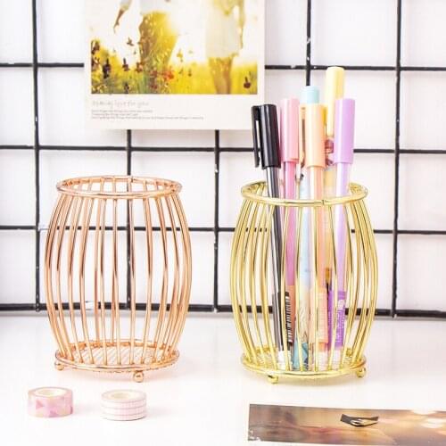 1Pc Fashion Desktop Pen Holder Makeup Brush Storage Tube Organizer Office Supplies Home Flower Decor