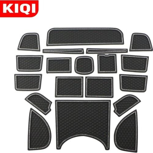 19Pcs/set Anti-Slip Gate Slot Mat Rubber Coaster Fit for Honda Vezel HRV HR-V 2015 - 2019 with Diamond Door Groove Mat Protector