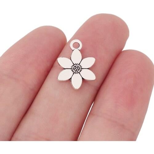 20 x Tibetan Silver Flower Charms Pendants Beads Double Sided for Necklace Bracelet Jewelry Making Accessories 17x12mm