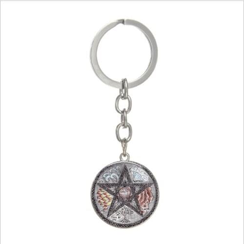 2019 hot style wiccan wiccan teaches fashion popular pentacle pendant key chain