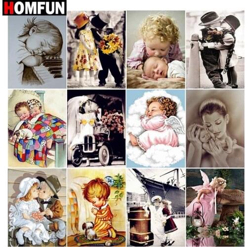 HOMFUN Full Square/Round Drill 5D DIY Diamond Painting "Portrait of a child" Embroidery Cross Stitch 5D Home Decor Gift