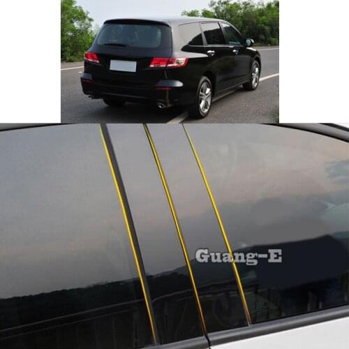 Car PC Material Pillar Post Cover Door Trim Window Piano Black Molding Sticker Plate Parts For Honda Odyssey 2009 2010 2011-2014